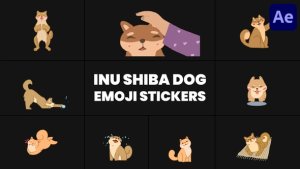 Videohive Inu Shiba Dog Emoji Stikers for After Effects Elements template preview