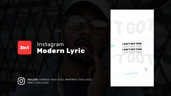 Videohive Modern Lyric - Instagram Stories, Portrait, Square Titles template preview