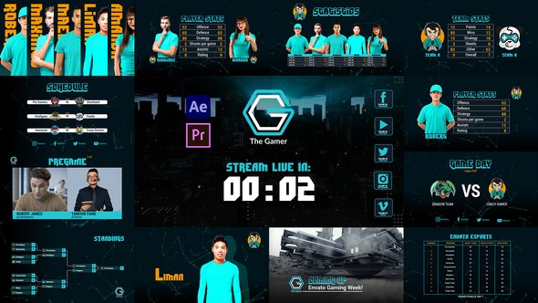 Videohive Gamer Esport Broadcast Package Broadcast-packages template preview