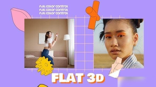 Videohive Flat 3D Pop Intro Openers template preview