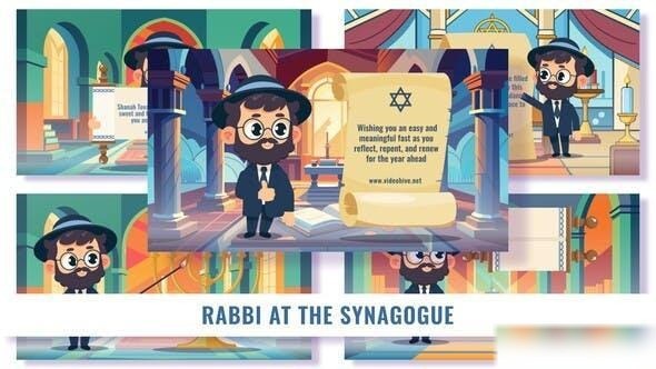 Videohive 5 Concepts Flat Character Rabbi in a Synagogue Openers template preview