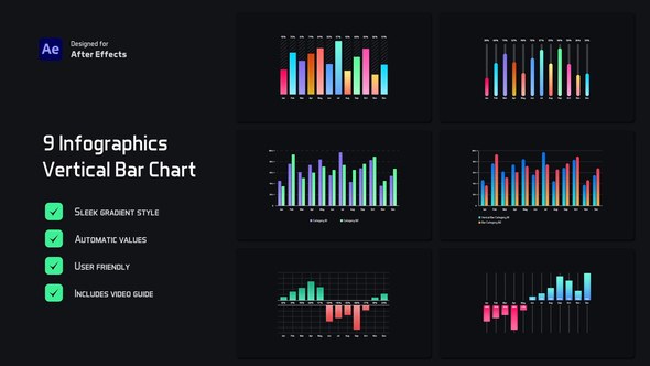 Videohive Gradient Vertical Bar Infographics Infographics template preview
