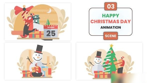 Videohive Happy Christmas Day Animation Scene Elements template preview