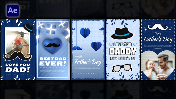 Videohive Fathers Day Stories Pack Openers template preview