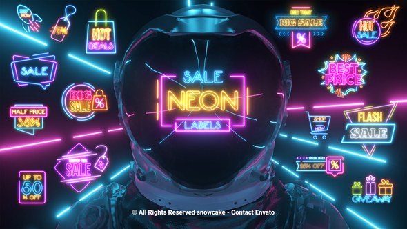 Videohive Sale Labels Neon Elements template preview