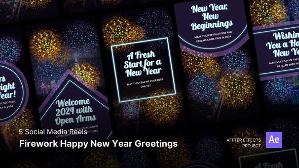 Videohive Social Media Reels - Firework Happy New Year Greetings After Effects Template Product Promo template preview