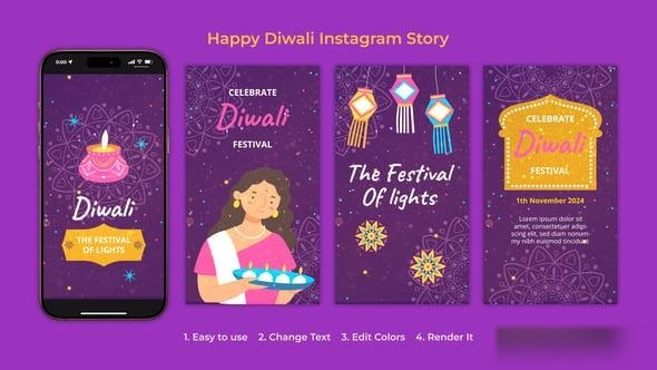 Videohive Happy Diwali Instagram Story Elements template preview