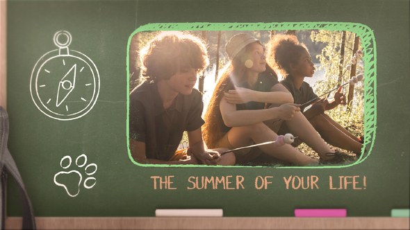 Videohive Kids And Teens Adventure And Hike Summer Camp Chalkboard Opener Openers template preview