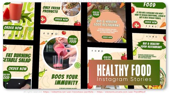 Videohive Healthy Food Instagram Promo Pack Video Displays template preview