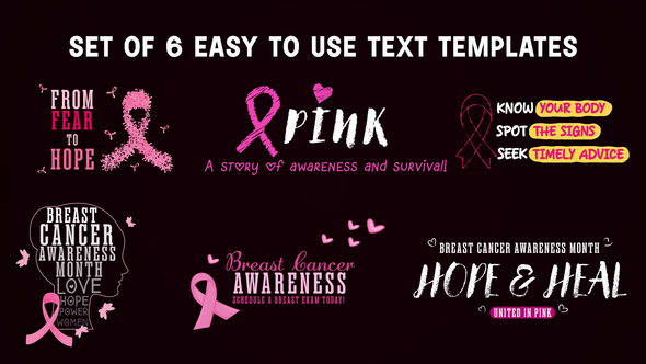 Videohive Breast Cancer Awareness Titles Pack Titles template preview