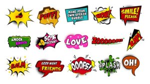 Comic Speech Bubbles Video Displays template preview