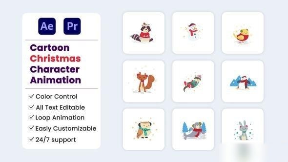 Videohive Cartoon Christmas Character Elements template preview