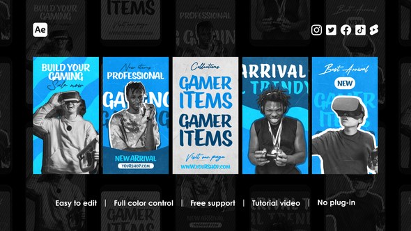 Videohive Gamer Streamer Instagram Reels Product Promo template preview