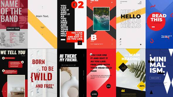 Videohive Bold Minimalism Stories Package 50470792 Elements template preview