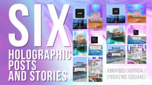 Videohive Holographic Posts and Stories 44065209 Titles template preview