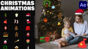 Hand-Drawn Christmas Icons for After Effects Video Displays template preview