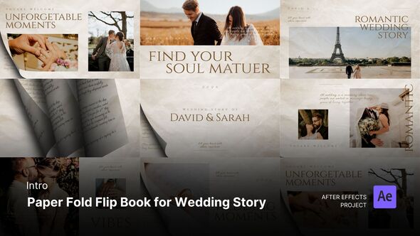 Videohive Intro - Paper Fold Flip Book for Wedding Story Effects Project Files Openers template preview