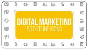 Digital Marketing and Ecommerce - 50 Thin Line Icons Video Displays template preview