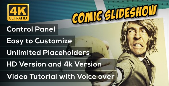 Comic Slideshow Opener Video Displays template preview