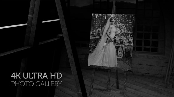 Videohive Black and White Photo Gallery in an Art Studio at night Video Displays template preview
