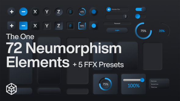 Videohive The One - 72 Neumorphism Elements Elements template preview