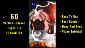 Videohive Vertical Burned Paper Rip Transition Pack Broadcast-packages template preview