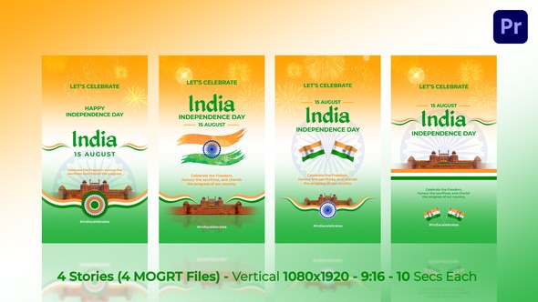 India Independence Day Celebration Stories MOGRT Premiere Pro template preview