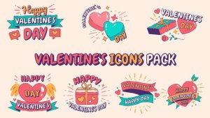 Videohive Valentine's Icons Pack V3 Elements template preview