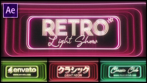 Videohive Retro Neon Light Logo Logo Stings template preview