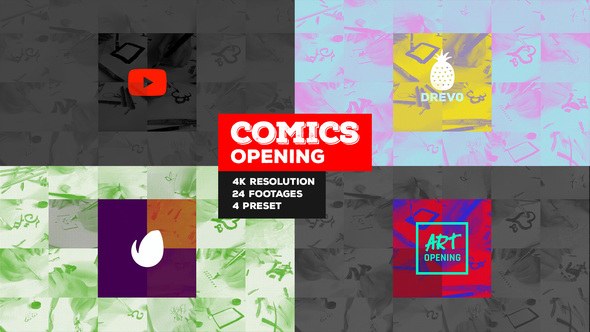 Videohive Fast Comics Opening/ Art Intro/ Kids Cartoon Tv Broadcast Intro/ Teens Youtube Channel/ Family Tales Logo Stings template preview