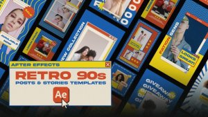Videohive Retro 90s Social Media Templates For Ae Product Promo template preview