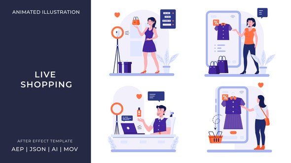 Videohive Live Shopping Animated Illustration | After Effects Elements template preview