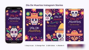 Videohive Dia De Muertos Instagram Stories Elements template preview
