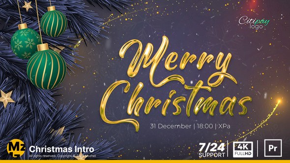 Christmas Intro | MOGRT | New Year Wishes Premiere Pro template preview