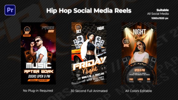 Hip Hop Instagram Reels Premiere Pro template preview