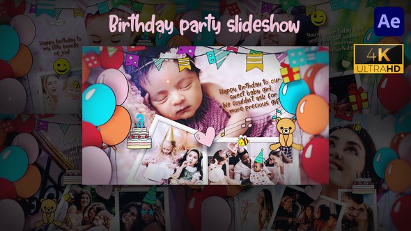 Videohive Birthday Party Slideshow - 4k Elements template preview