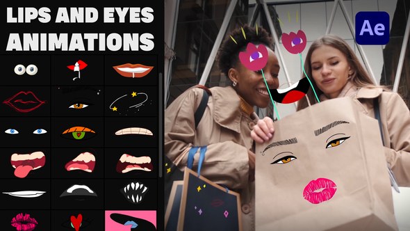 Videohive Lips And Eyes Mask Stickers for After Effects Elements template preview