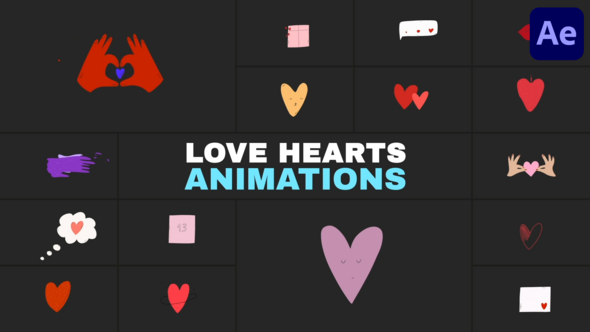 Videohive Love Hearts Animations | After Effects Elements template preview