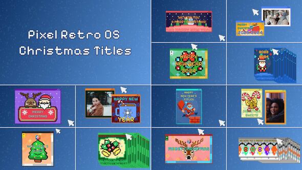 Videohive Pixel Retro OS Christmas Titles Titles template preview