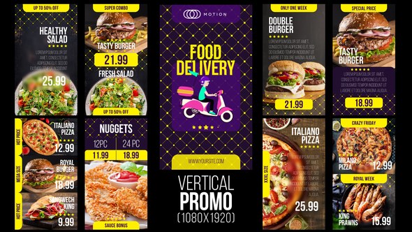 Videohive Food Delivery Vertical Promo Product Promo template preview