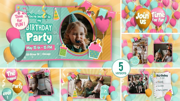 Videohive Happy Birthday invitation and Slideshow Video Displays template preview