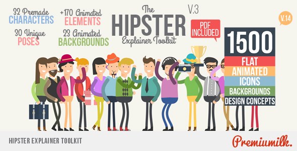 Videohive Hipster Explainer Toolkit - After Effects Project Product Promo template preview