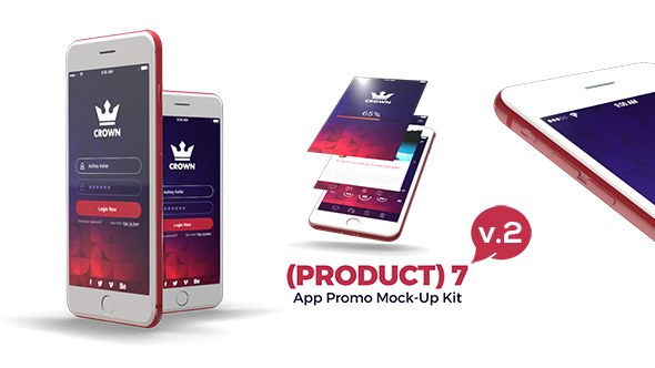 (Product) 7 App Promo Mock-Up Kit v.3 Video Displays template preview