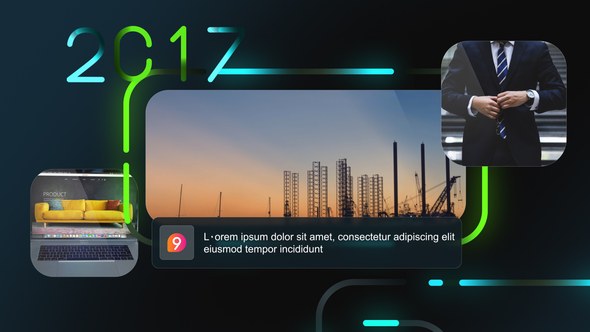 Videohive Corporate Line Glow Timeline Slideshow Video Displays template preview
