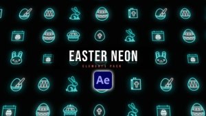 Videohive Easter Neon Icons Easter template preview