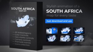Videohive South Africa Map - Republic of South Africa Map Kit Video Displays template preview