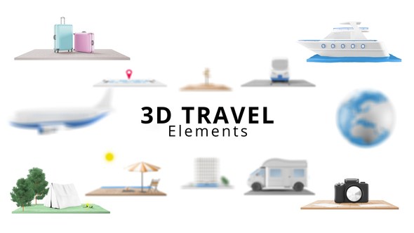 Videohive 3D Travel Elements Elements template preview