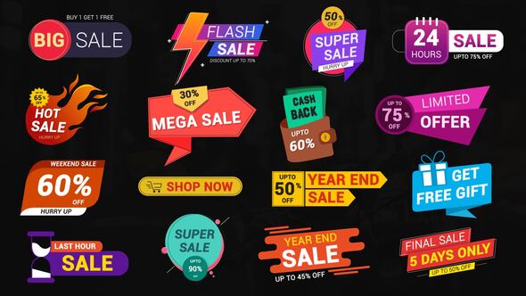 Videohive Modern Sale Labels & Badges Pack Titles template preview