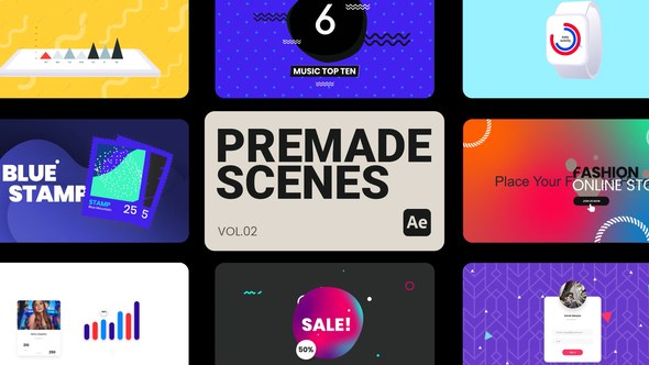 Videohive Premade Scenes 02 for After Effects Elements template preview