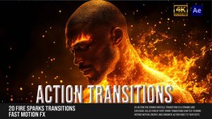 Videohive 20 Fire Sparks Transitions вЂ“ Cinematic Frame & Fast Motion FX Elements template preview